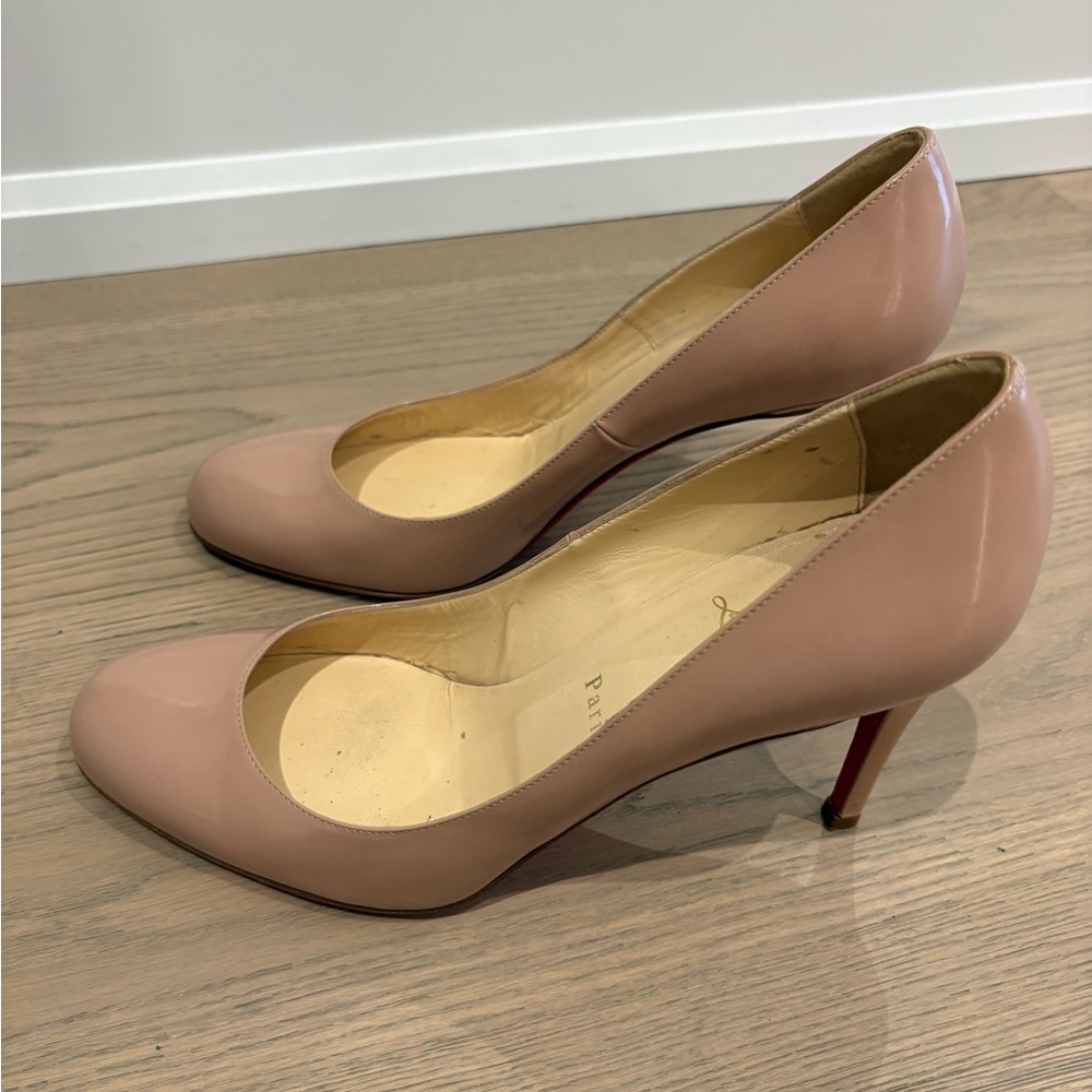 Christian Louboutin 85mm Nude Patent Leather Pumps 39.5 Summer - Picture 6 of 13